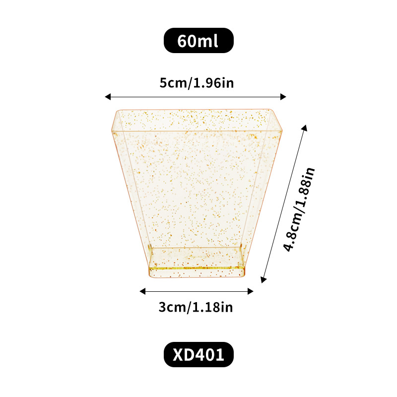 2 oz gold powder-60-70 ml square cup-small ladder-shaped cup