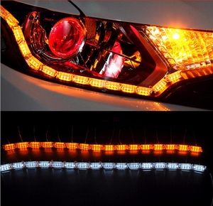 <strong>LED</strong> Strip Light With Turn Signal Flexible Crystal <strong>Tears</strong> DRL Daytime Running Light White With Following Yellow Function - Product Image 1