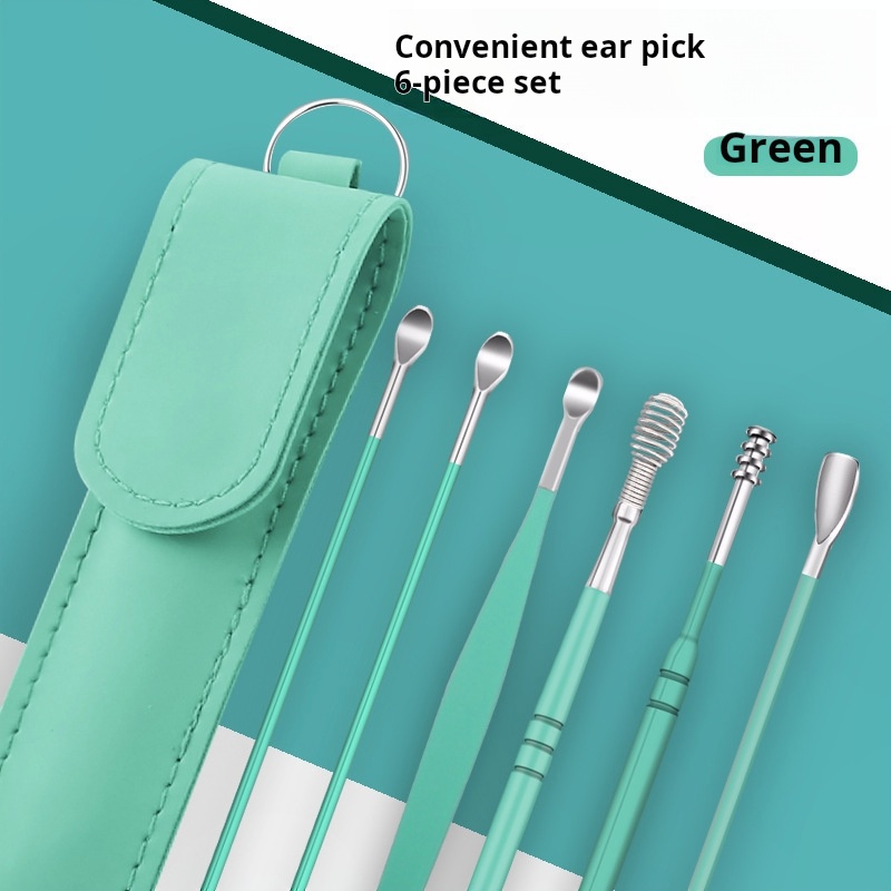 Leather bag - green - 6-piece set