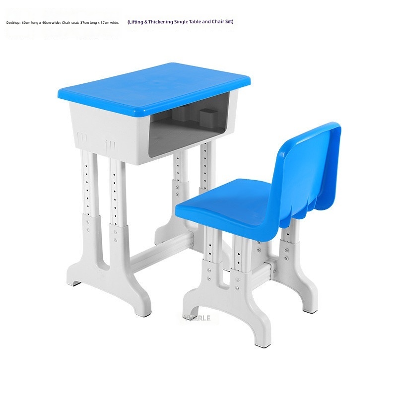 Height adjustable single desk and chair