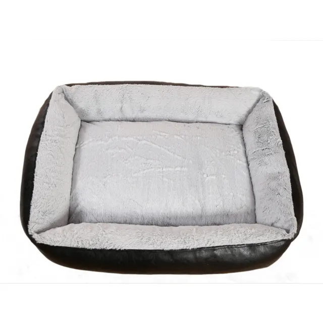 HRP PET-Design-Hundebett wasserdicht geruchsfestes Hunde-Sofa, für kleine und mittlere Hunde, Katzen, Rechteckiges Haustierbett aus PU-Leder