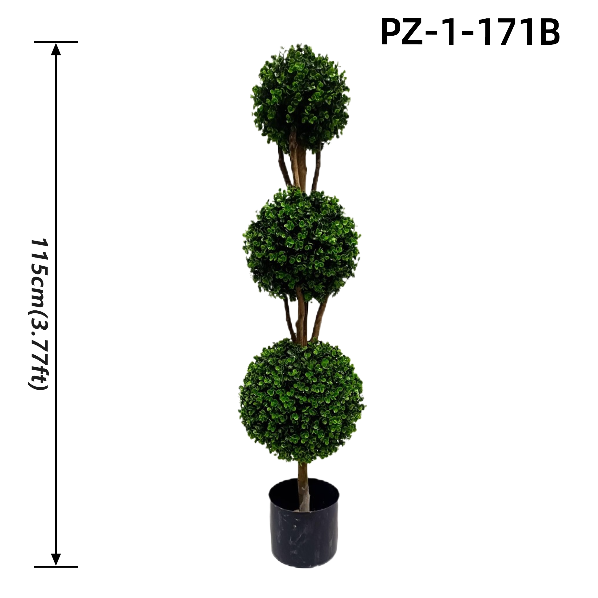Arbre topiaire artificiel à triple boule d'eucalyptus (115 cm/3,77 pieds)