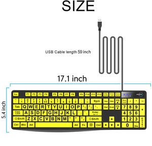 USB cablato grande stampa tastiera del Computer con tasti 104 ad alto contrasto per utenti ipovedenti e uomini più anziani nuovo prodotto - Product Image 3