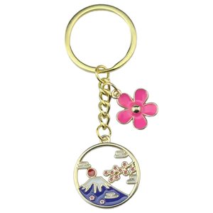 カスタムカラフルな塗装ゴールドメタルエナメルキーホルダーかわいい白ウサギ猫花ハートデザインシルクスクリーンお土産キーホルダー - Product Image 1