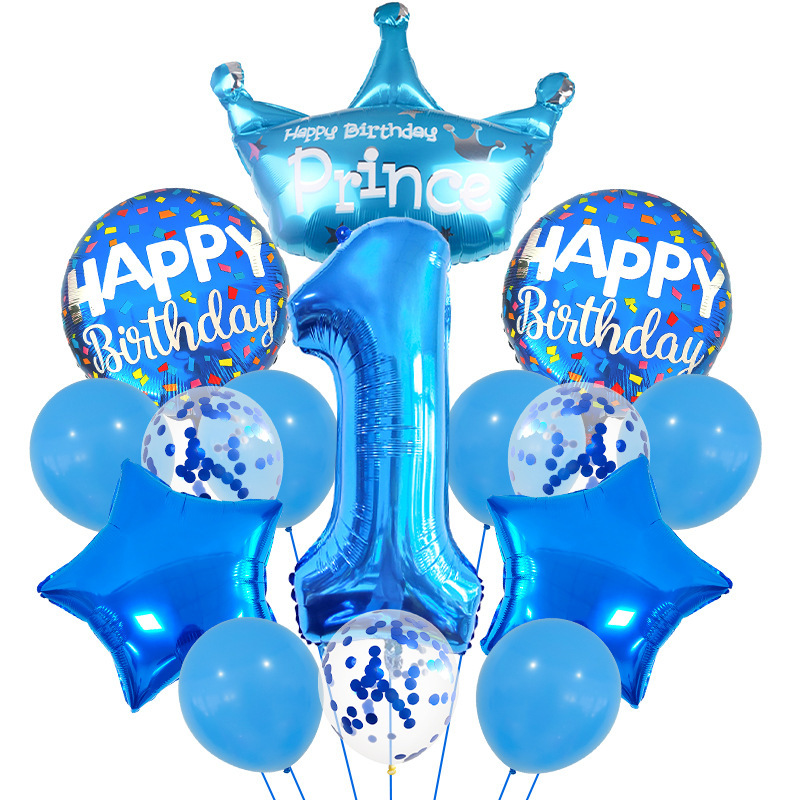 Blue balloons set 1 year