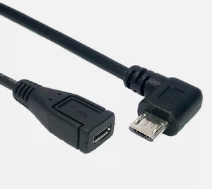90 derece açılı mikro USB 2.0 erkek kadın <span class=keywords><strong>M</strong></span>/F uzatma genişletici kablo kordonu 30cm