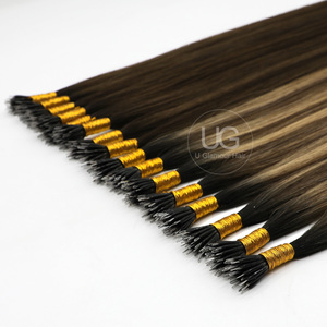 Uglamour bán chạy nhất cao cấp liền mạch Straight & Wave & xoăn Vòng Nano tóc thực sự con người phần mở rộng tóc - Product Image 1