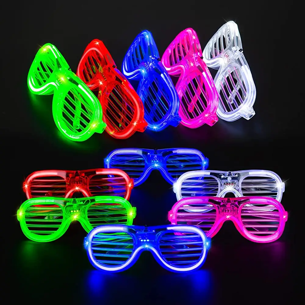 Gafas de neón con luces LED parpadeantes, lentes con obturador para fiestas y conciertos