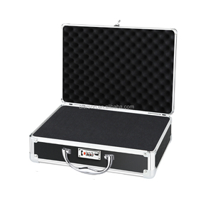 Maleta De Ferramentas De Alumínio Personalizado Portátil Com Espuma Inserir Durável Preto Armazenamento Caixa OEM/ODM Suporte