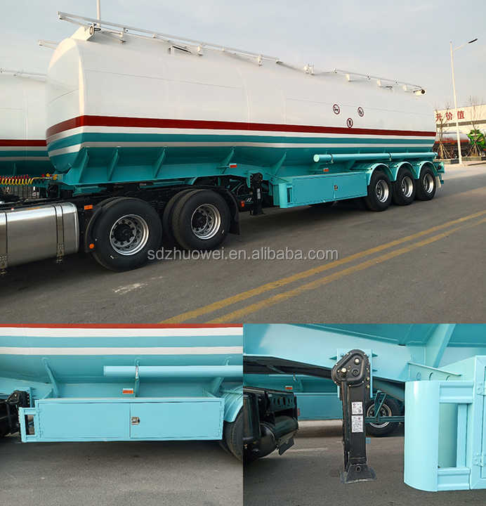 ZW produsen Trailer 3 AS 42000 45000 liter baja tahan karat/tangki bahan bakar aluminium semi trailer untuk Oman