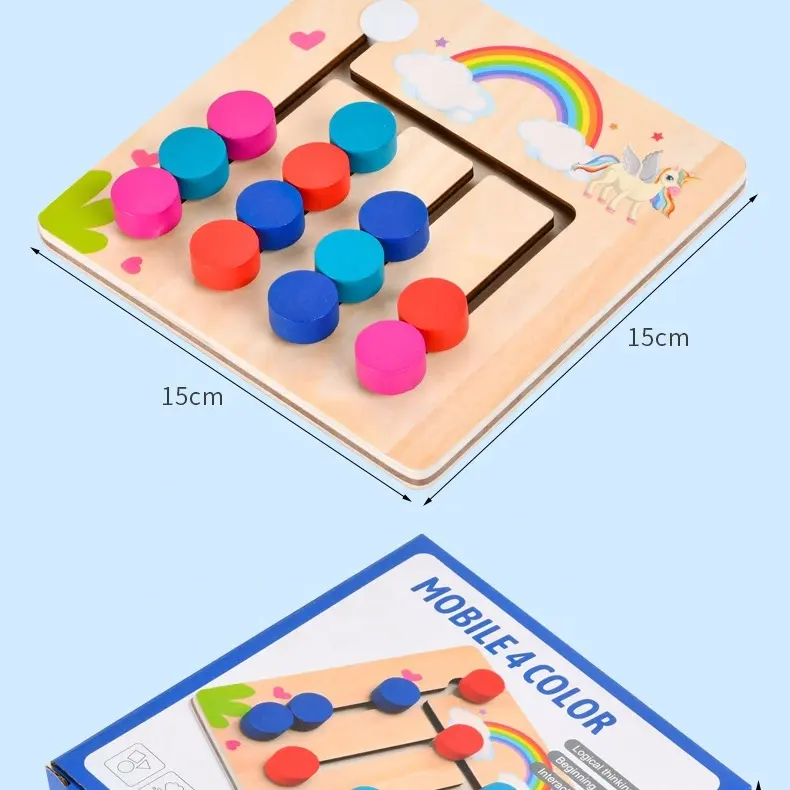 لعبة تعليمية خشبية ألعاب تعليمية للأطفال لعبة تطابق الألوان لوحة ألغاز منزلقة مضحكة