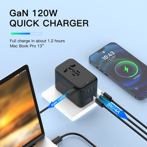 usb dual typ c reiseadapter 35 w ausgang pd schnelles aufladen reise power plug adapter tragbares port-ladegerät alles in einem - Product Image 2