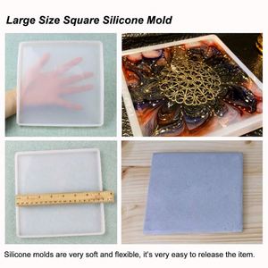 Büyük kalıpları parlak epoksi tepsi dahil yuvarlak kare kalp şekli DIY silikon kalıpları için döküm - Product Image 4