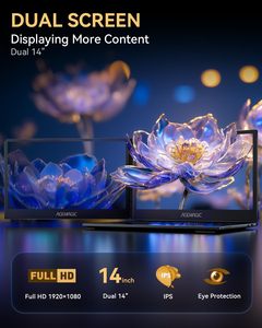 デュアルスクリーンラップトップコンピューター14インチ、i7-1255UプロセッサーFHD1920x1080ディスプレイBluetooth5.2 USB 3.0 WiFi - Product Image 4