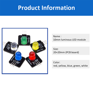 DC 3,3 v-5v 10mm Licht emittierende Modul LED-Sensor LED-Anzeige Licht emittierende Röhren modul für Arduino rot gelb blau grün weiß - Product Image 4