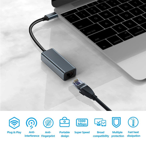 即插即用USB 3.0型C公至千兆RJ45以太网网络局域网适配器适用于笔记本电脑 - Product Image 3