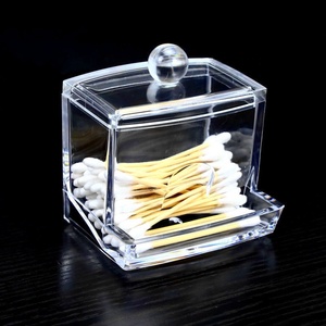 アクリル綿棒収納ホルダーボックスポータブル透明化粧綿パッド化粧品容器 - Product Image 2