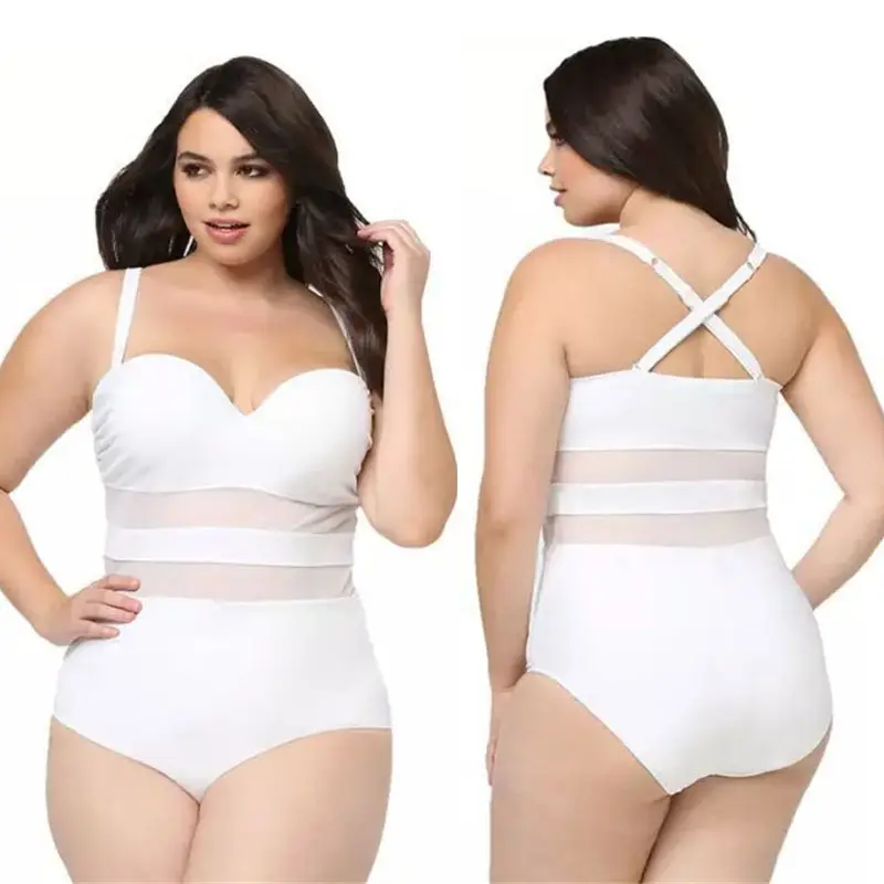 Dropshipping OEM Service One Piece Plus Size Mesh Stitching Sexy Bikini Sets Size xxxxl Swimwear for Fat Women