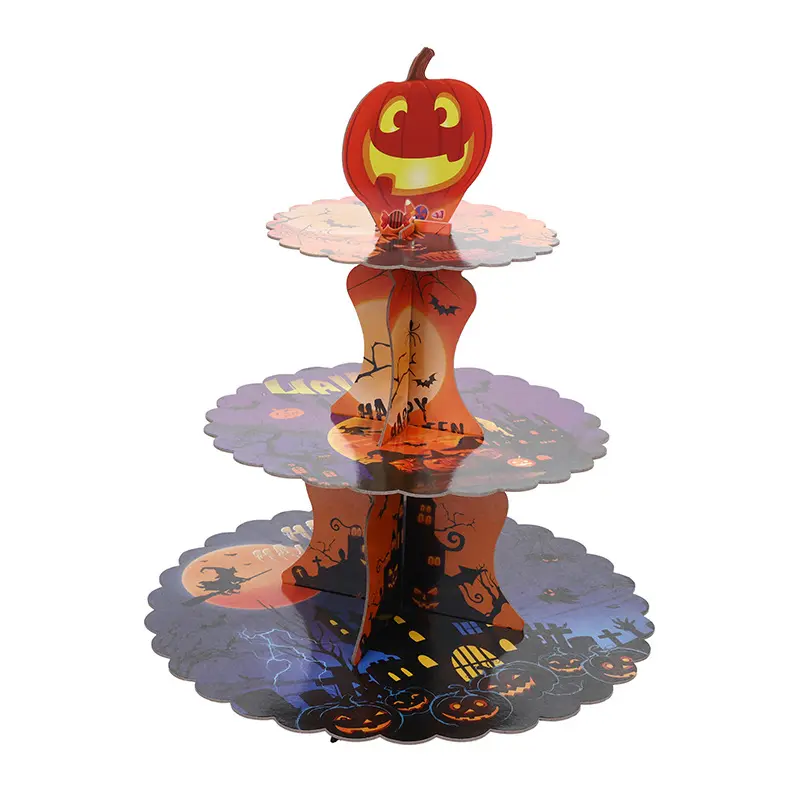 Nicro Giá Đỡ Bánh Giấy Bí Ngô Khủng Bố Halloween Vui Vẻ Bán Chạy Đồ Dùng Tiệc Nướng Bánh Halloween Nhiều Lớp Trang Trí