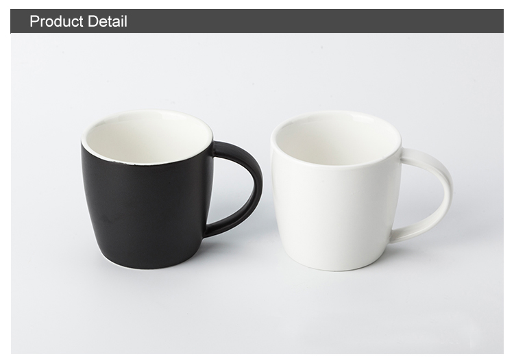 OEM Color Logo Porcelain Black Outside White Inside 300ml matt mug