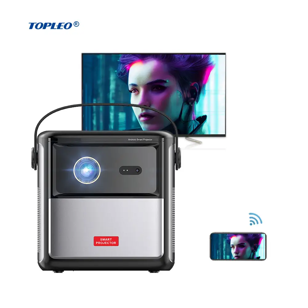 Topleo S8 otomatik projektör ev sürükleyici video taşınabilir ekran 4k açık dlp 1080p android projektör