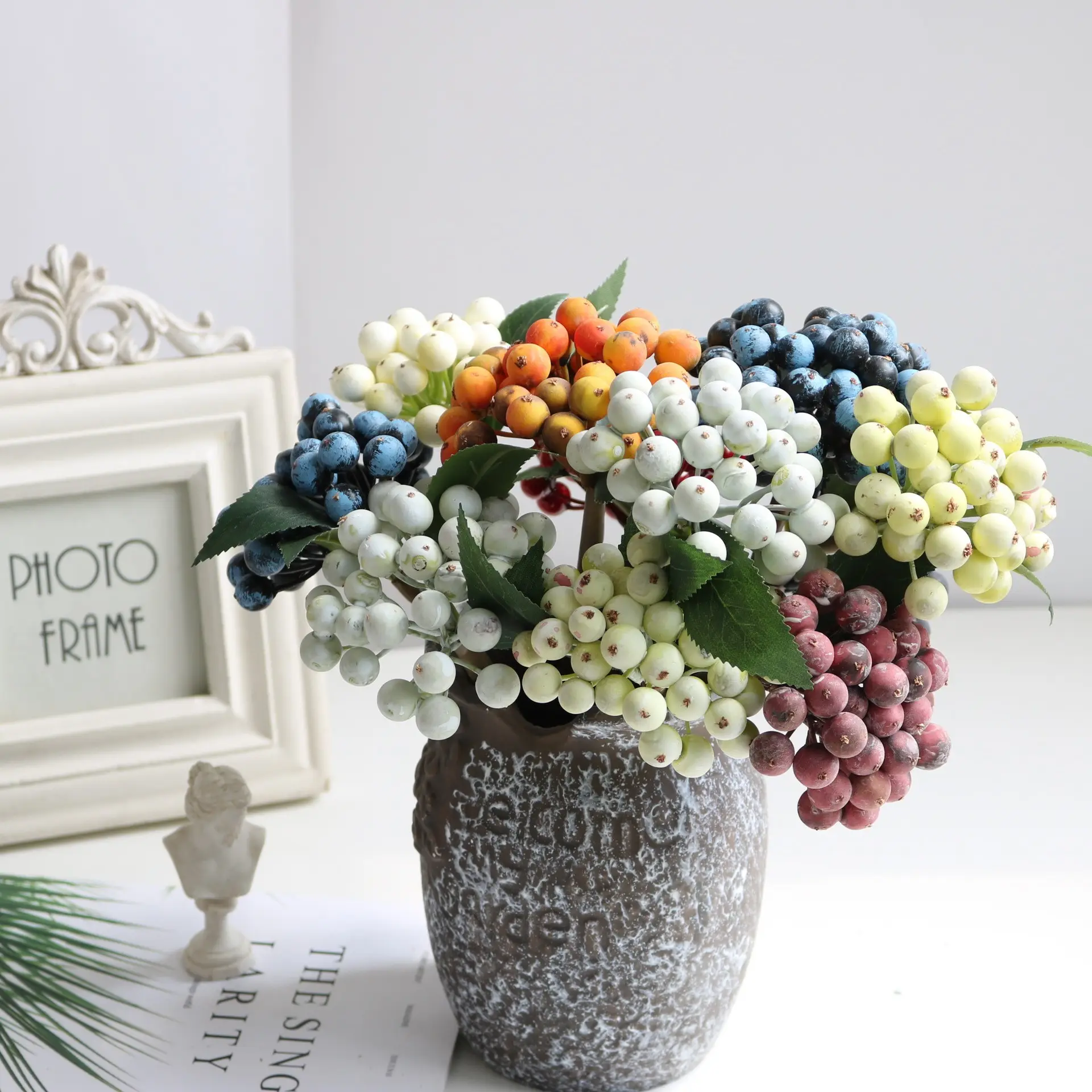 Ev düğün dekor sahte Berry kaynaklanıyor noel seçtikleri çelenk süs yapay Mini meyveleri Pick köpük çiçekler
