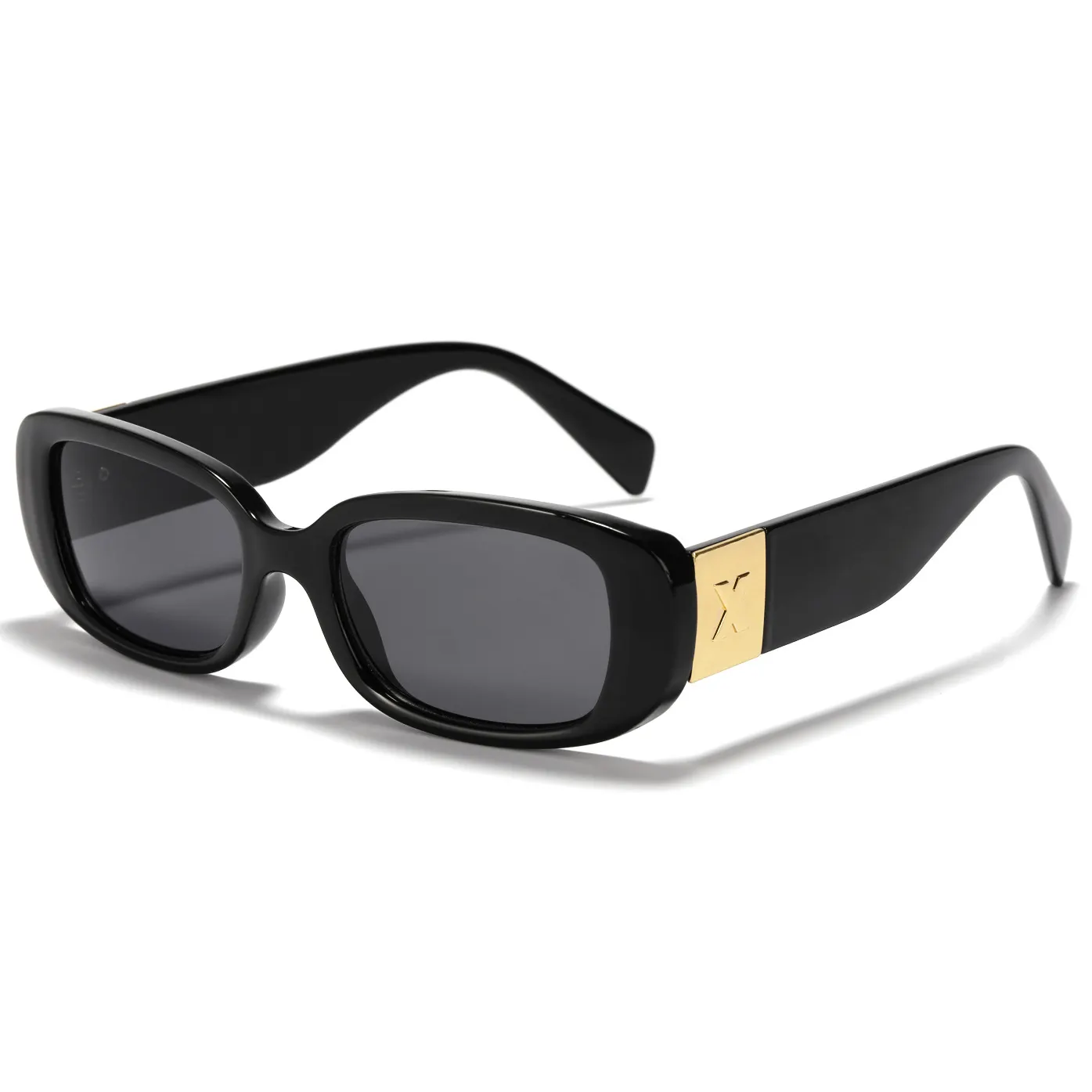 Gafas de sol cuadradas de Metal dorado para hombre y mujer, anteojos de sol Unisex de diseño de estilo de moda, marco estrecho X piezas metálicas, 2022