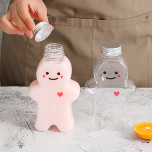 500ml rõ ràng Gingerbread người đàn ông hình dạng chai nước ép nhựa với nắp nhôm cho kỳ nghỉ đồ uống và giáng sinh thiết kế lễ hội - Product Image 3