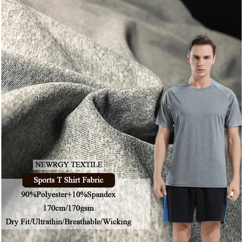 맞춤형 90% 폴리에스터 10% 스판덱스 스트레치 니트 저지 양이온 재활용 드리핏 원단 의류 의류 스포츠 T 셔츠