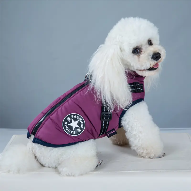 Al Aire Libre personalizado raya mascota perro abrigo reflectante impermeable invierno cálido perro chaqueta ropa con arnés