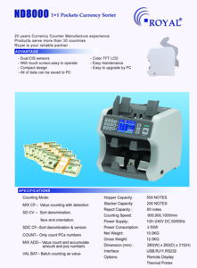 ND8000 Dual <strong>CIS</strong> Multi-Currencies Banknote Counter and Sorter Efficient Bill Counting <strong>Machine</strong> - Product Image 5