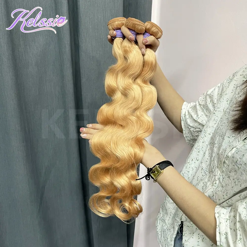 Kelssie cabelo peruano liso loiro rosa dourado, 3 pacotes com fechamento cabelo liso fecho com fecho colorido 30 26 polegadas remy