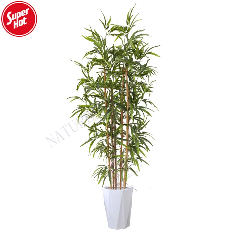 Hotsale foglie di bambù finte alberi decorazione del giardino ornamentale pianta di plastica albero di bambù artificiale per interni