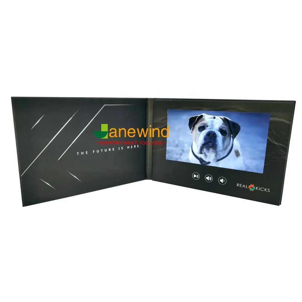 Marka pazarlama 7 inç video kartpostal özel baskı dijital broşür tebrik kartı lcd ekran ile reklam lcd video mailler