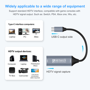 Tarjeta de captura de audio/video a captura USB C 4K con dispositivos adaptadores tipo C para juegos de transmisión de video en vivo - Product Image 3
