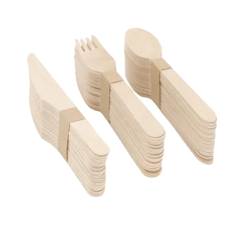 Productos biodegradables ecológicos, material de abedul, 16cm, cubiertos de madera desechables, venta directa de fábrica