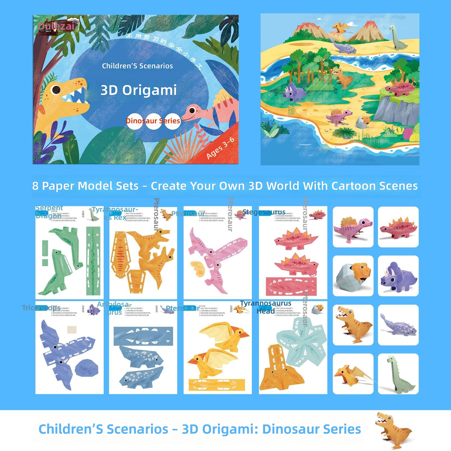 Manualidades en Papel 3D Pop-Up: Dinosaurios