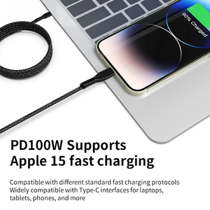 新设计1m尼龙编织PD 60W 100W USB C至C磁性存储C型快速充电电缆，适用于iPhone系列15 16平板电脑