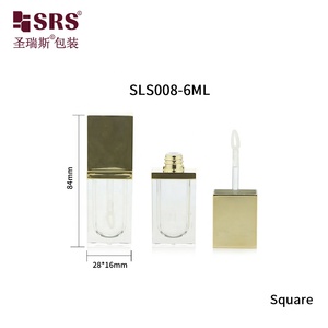 Tubo di plastica vuoto a forma di rettangolo SLS008-6ML con la bacchetta in oro chiaro per contenitore lucidalabbra