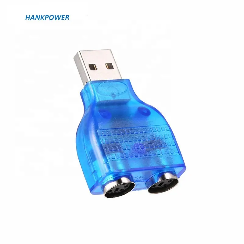 Transparent Blue USB Male to Dual PS/2 PS2 Female Adapter Converter Splitter For Computer Mouse Keyboard