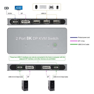 Xput 2端口8K 1.4 DP USB KVM交换机2端口双显示器显示端口和USB KVM交换机8K 60Hz 4K 144Hz - Product Image 2
