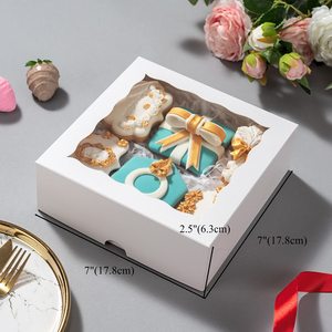 10ชิ้น, 7 "x 7" x 2 1/2 "นิ้วกล่องเบเกอรี่พร้อมหน้าต่างกล่องคุกกี้พายกล่องช็อคโกแลต - Product Image 2