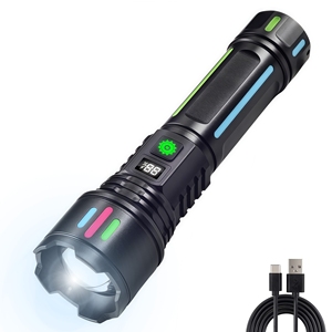 2025 Mới Nhất Cao Lumen USB-C Có Thể Sạc Lại Không Thấm Nước 10W Trắng Laser LED Đèn Pin Zoomable Điện Siêu Sáng Ngọn Đuốc Chiến Thuật - Product Image 1