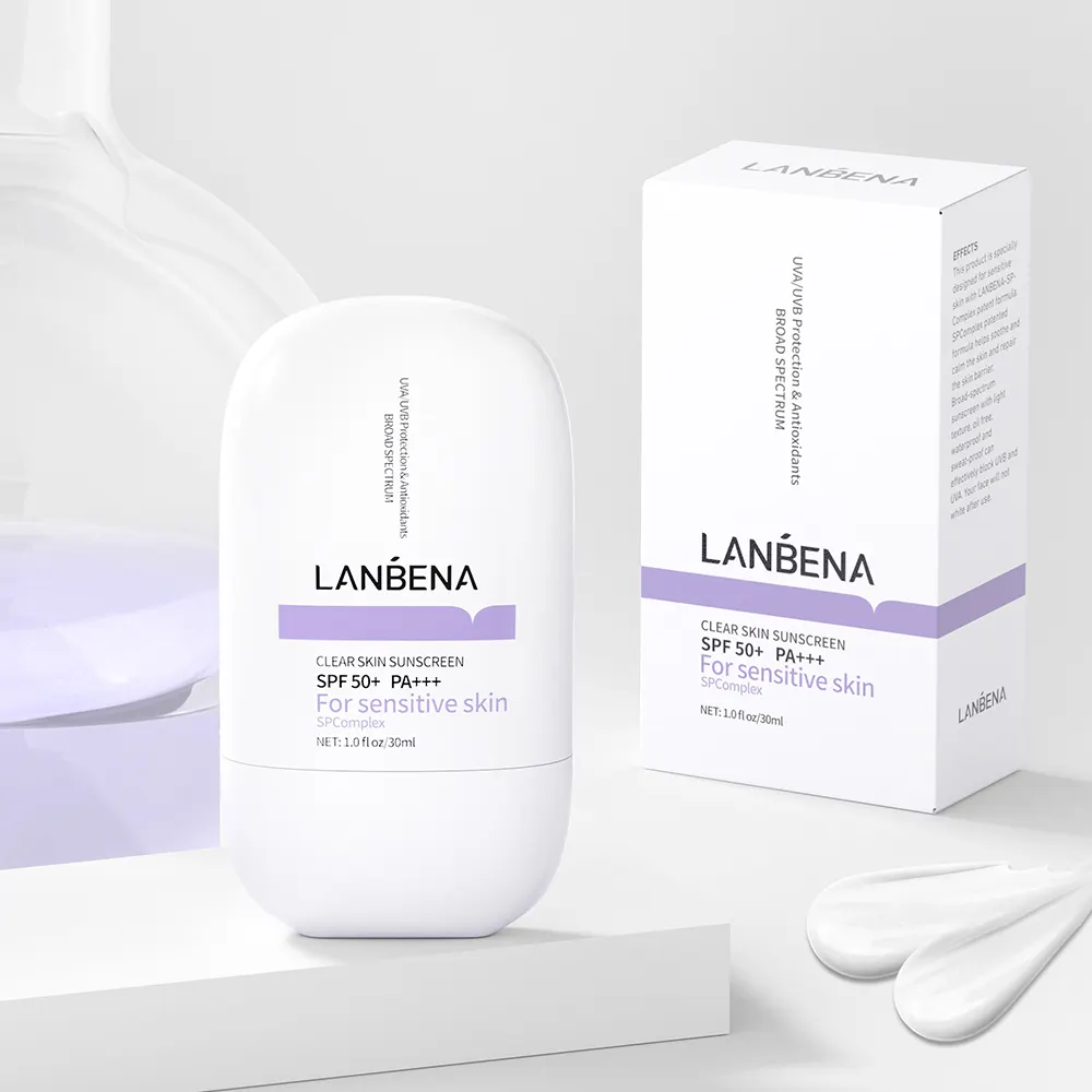 LANBENA transparente isolar oil control mineral protetor solar niacinimida spf 50 pa ++++ para pele oleosa protetor solar ionóxido de zinco