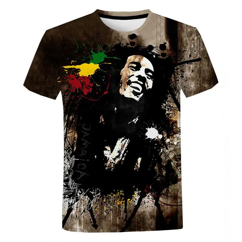 Camiseta con estampado 3D de rapero Bob Marley para hombre, camisetas de Hip Hop, camisetas con estampado Digital 3D, ropa gráfica para hombre, Camiseta con estampado completo