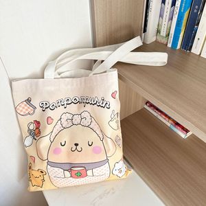 Venta caliente bolso de lona Unisex lindo dibujo animado gato y perro figura Kawaii estudiante Tutorial bolso de hombro hecho de poliéster - Product Image 6