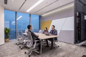 Hiện đại mở Modular 4 người Máy Trạm văn phòng bàn đồ nội thất thiết kế làm việc văn phòng bảng với kim loại chân cho không gian văn phòng - Product Image 2