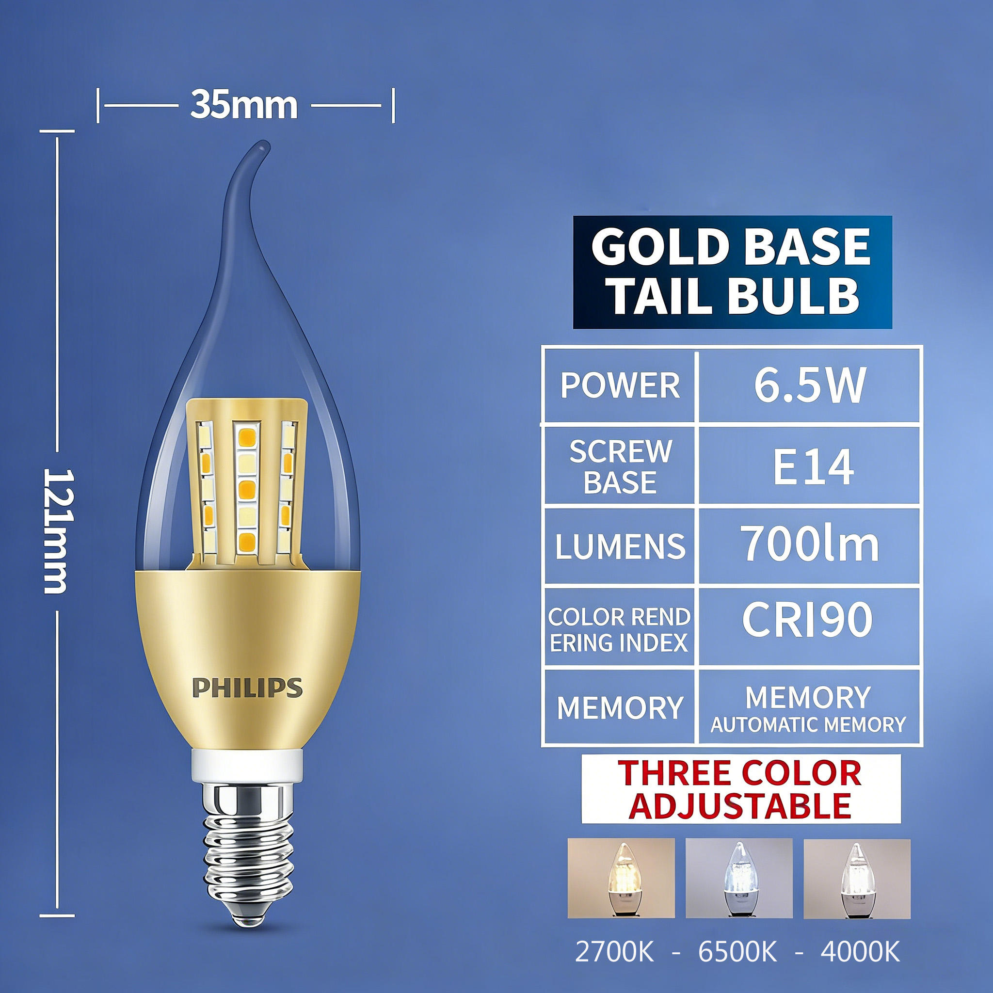 4 E14 6,5W 700lm 2700K Or Dimmable