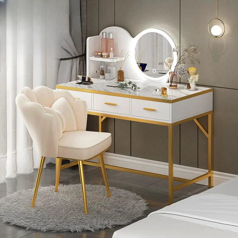 Quarto moderno Mobiliário Branco Simples Maquiagem Vaidades Branco Simples Penteadeira