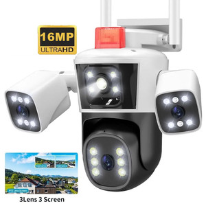 Açık 8K 16MP 10X Zoom WiFi IP kamera gece görüş 6K dört Lens üç ekranlar otomatik insan izleme CCTV Video gözetim - Product Image 1